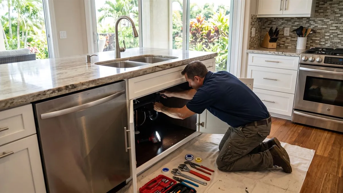 Kitchen sink plumbing and garbage disposal repair